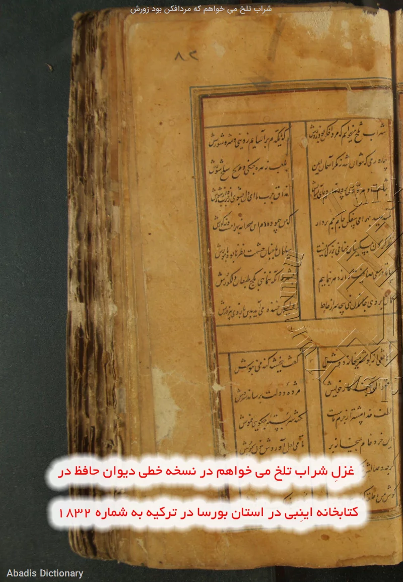 شراب تلخ می خواهم که مردافکن بود زورش